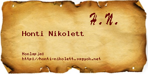 Honti Nikolett névjegykártya